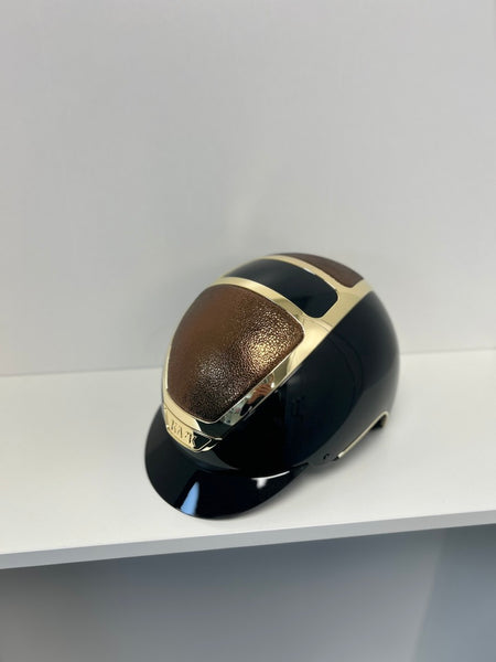 Kask Helmet, Black shine shell with a gold metallic leather – Flying ...