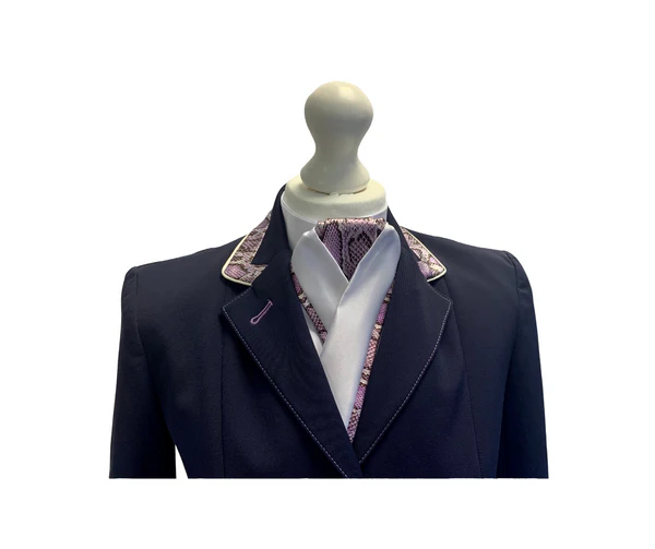 SALE Ladies Charlotte Short Jacket, Navy & Lilac Faux Snake Skin